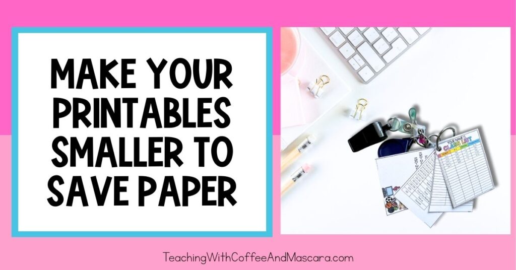 a whistle with a small class schedule on a keychain beside the words "make your printables smaller to save paper"