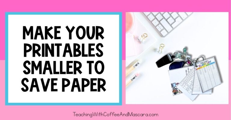 a whistle with a small class schedule on a keychain beside the words "make your printables smaller to save paper"