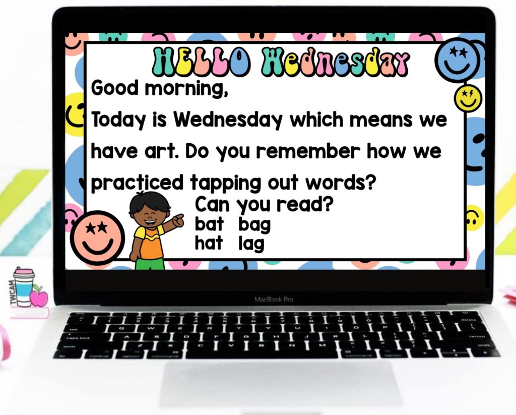 a computer with a letter to the students on it