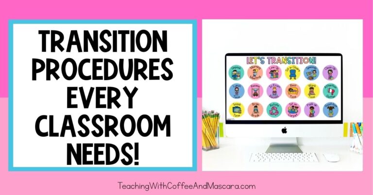 a computer with clickable transitions besides the words, transition procedures every classroom needs