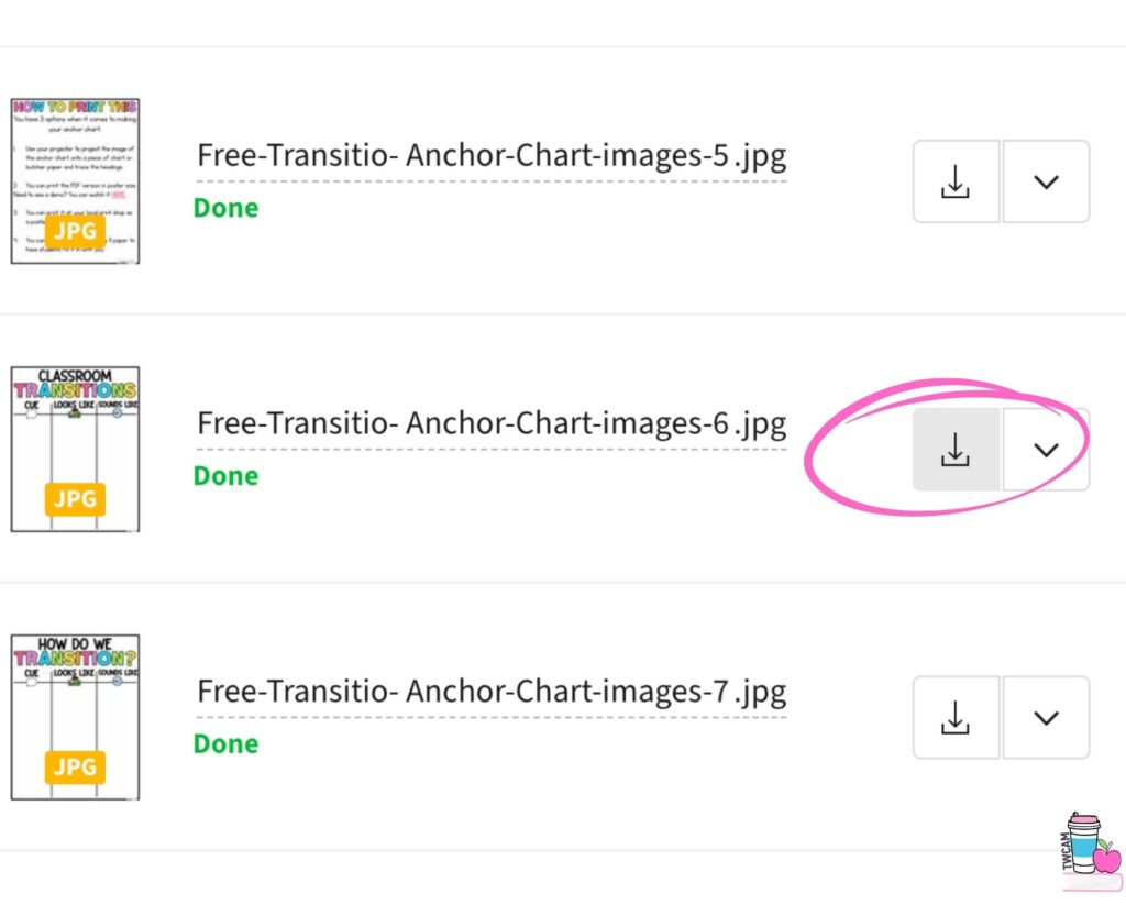 the website smallpdf.com's interface with the person clicking on the download arrow beside the image they want to choose