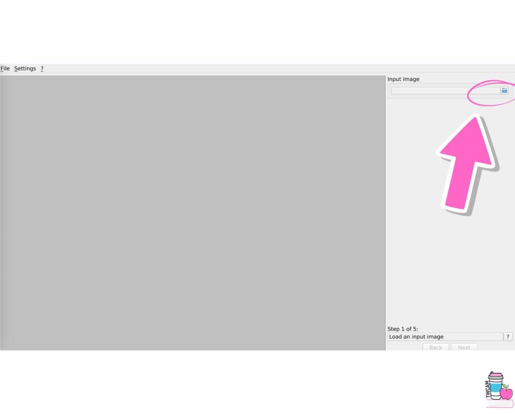 posterazor interface step 1, click the file folder to upload image