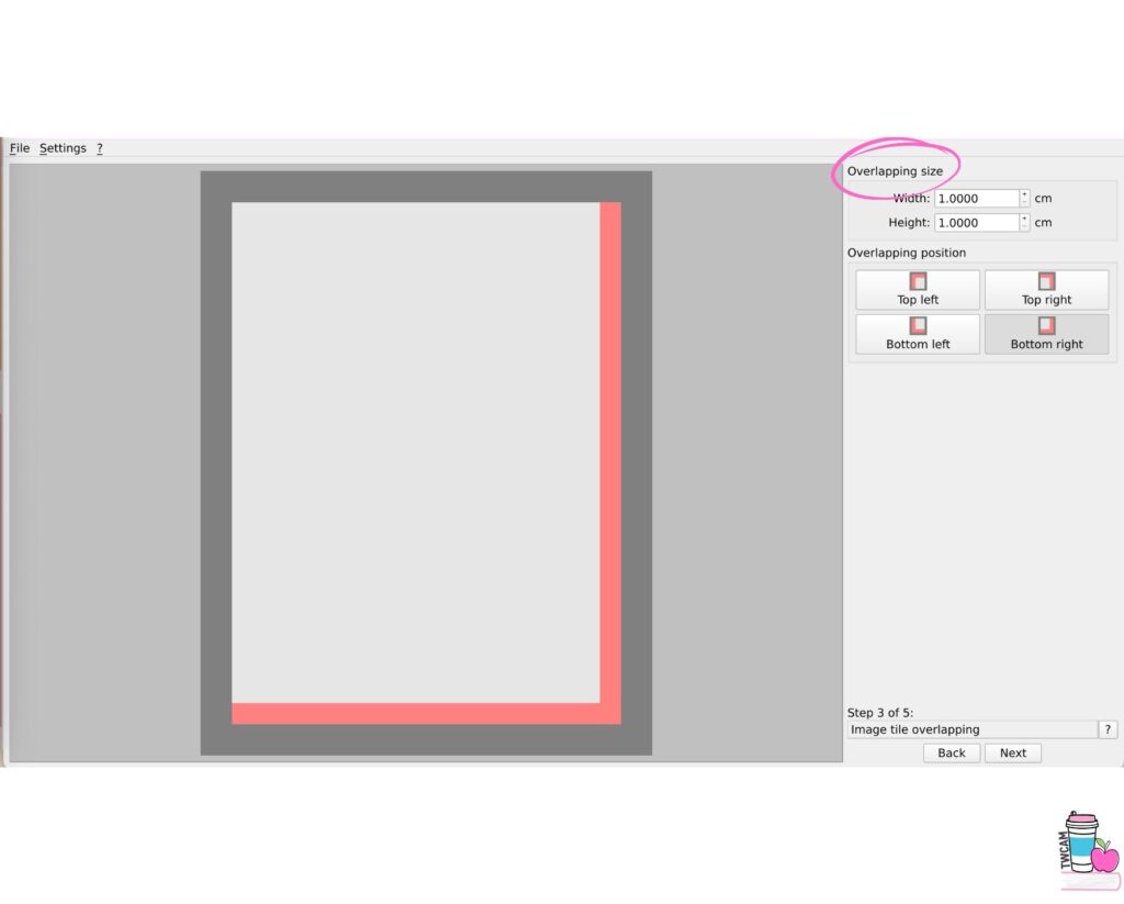 posterazor interface step 3 choose if you want it to overlap.  