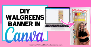overview image that shows a banner in Canva and a banner printed out